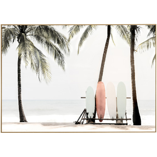 Resting Surfboards Framed Canvas Wall Art