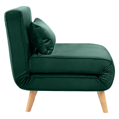 Temple & ster Dark Green Aero Velvet Single Sofa Bed