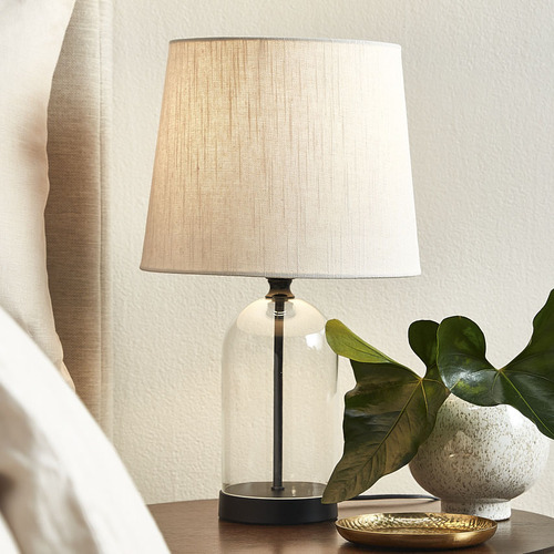 Temple Webster Grace Glass Table Lamp, All Glass Table Lamps For Bedroom