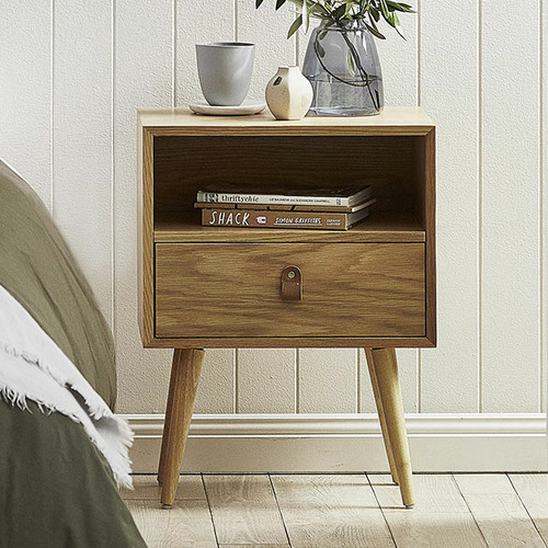 Temple & ster Oak Luna Bedside Table & Reviews