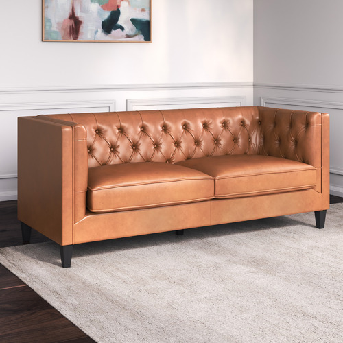 Temple Webster Thiago 3 Seater Premium Faux Leather Sofa Faux Leather Sofa, Leather Sofa Vs Faux Leather Sofa
