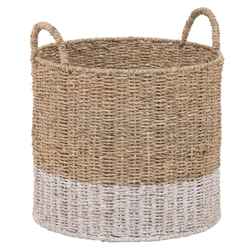Natural & White Dipped Seagrass Basket