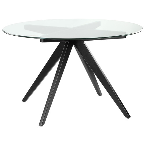 Temple Webster 120cm Anders Round, Circular Black Glass Dining Table