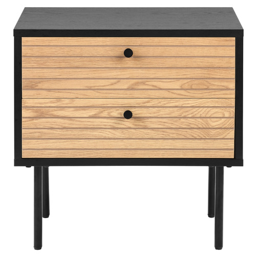 Temple & Webster Black & Natural Reynold Lines Bedside Table