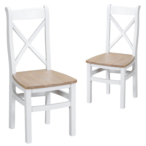 Natural Alby Wooden Dining Chairs, White Wood Cross Back Dining Chairs