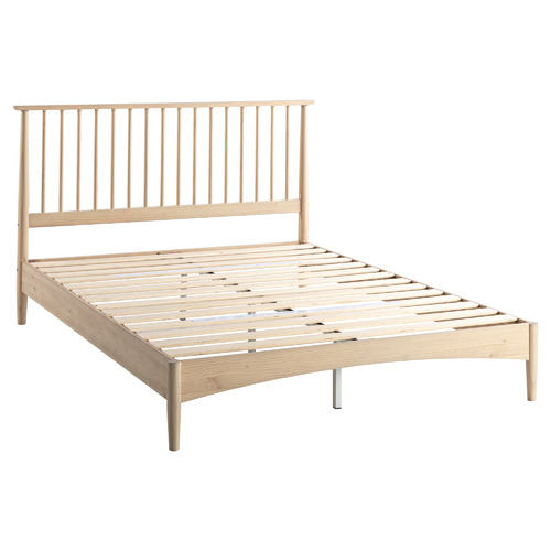 White Washed Liam Pine Wood Bed Temple & ster