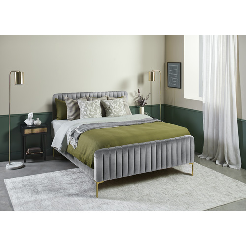Temple & ster Grey Emily Velvet Bed