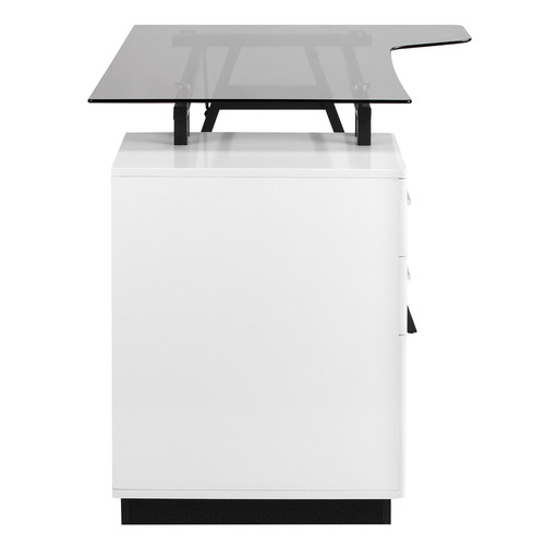 Temple & ster Black & White Gabe GlassTop Desk with Storage