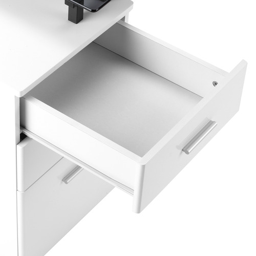 Temple & ster Black & White Gabe GlassTop Desk with Storage