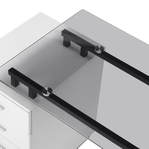 Temple & ster Black & White Gabe GlassTop Desk with Storage