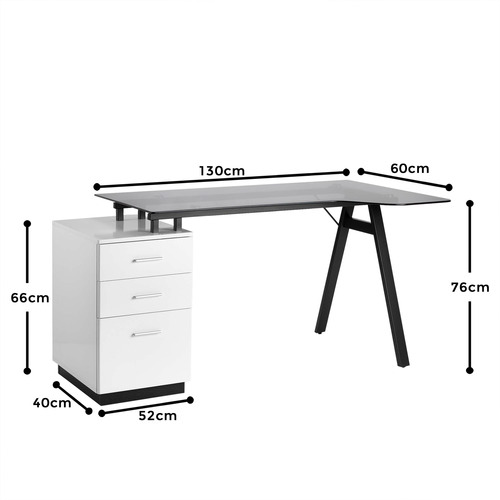 Temple & ster Black & White Gabe GlassTop Desk with Storage & Reviews