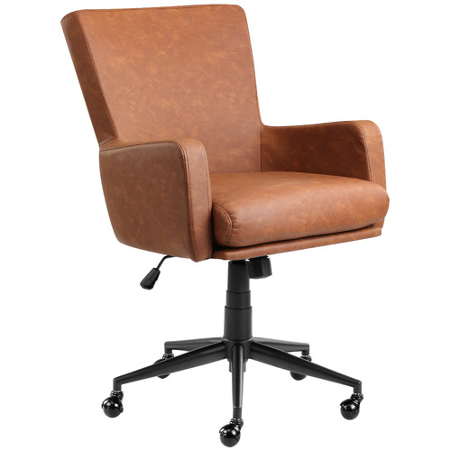 Temple Webster Tan Creed Faux Leather, Leather Desk Chair