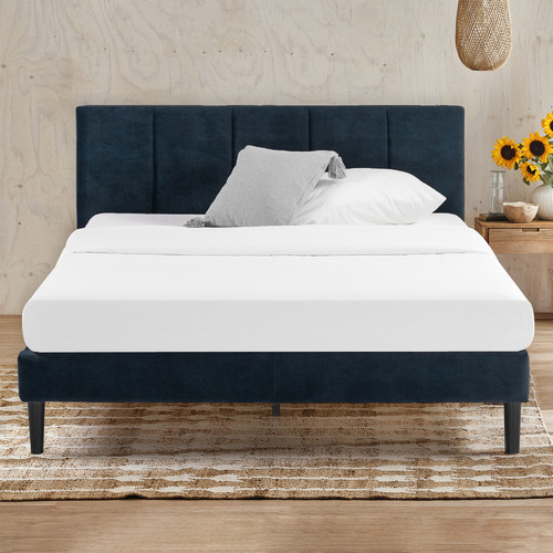 Temple & ster Dark Blue Imogen Velvet Bed
