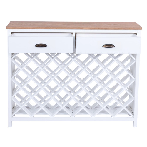 White & Natural Zoe Pine Wood Wine Rack