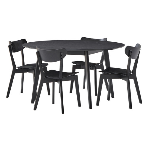 Black Larsen Round Wooden Dining Table