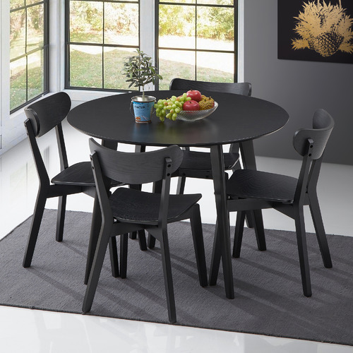 Black Larsen Round Wooden Dining Table