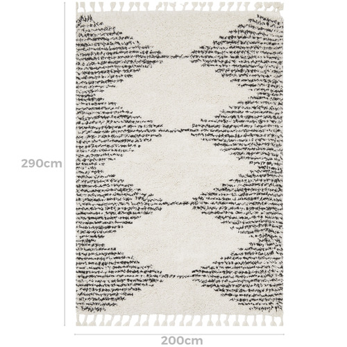 Black & Cream Zaria Fringed Rug