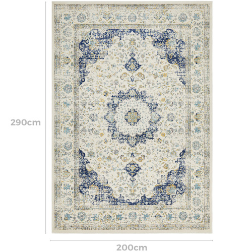 Blue & Cream Renna Vintage-Style Rug