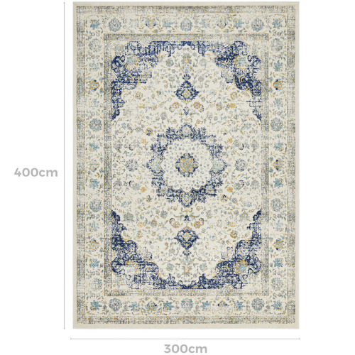Blue & Cream Renna Vintage-Style Rug