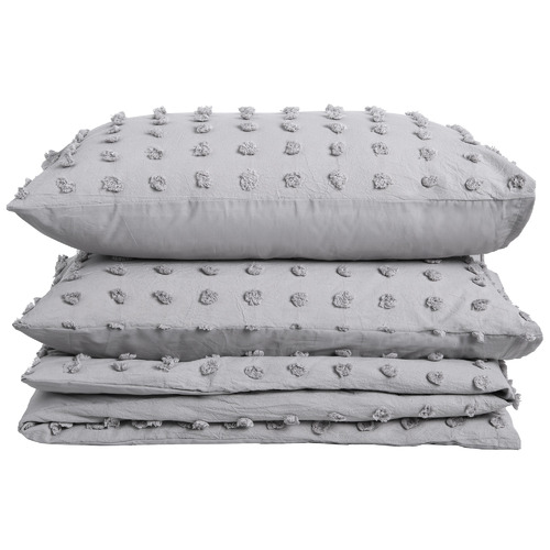 Temple & ster Dove Grey Ava Cotton Quilt Cover Set
