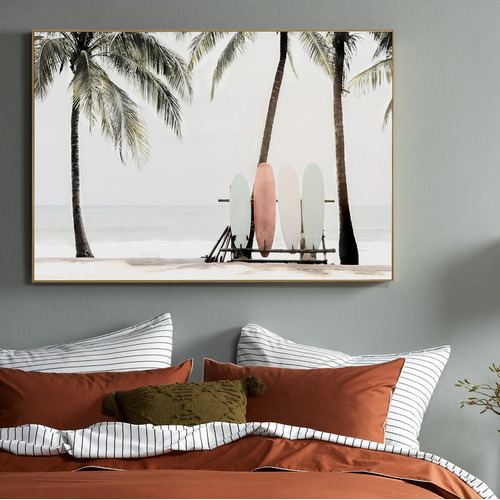 Resting Surfboards Framed Canvas Wall Art