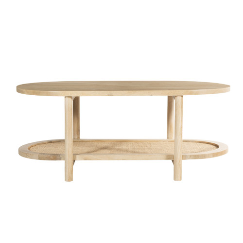 Natural Kamala Mango Wood & Rattan Coffee Table