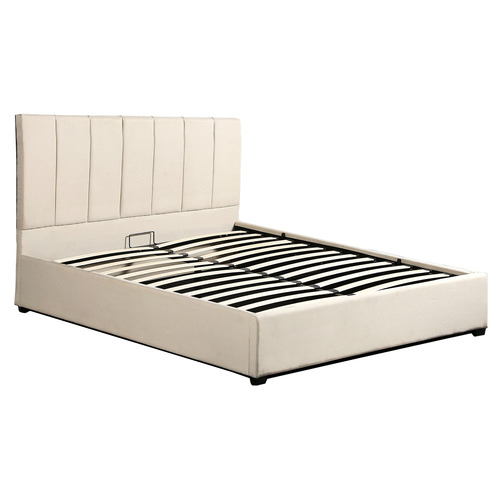 Beige Linen Vaucluse Gas Lift Storage Bed Temple & ster