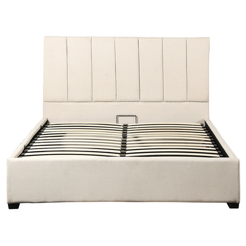 Beige Linen Vaucluse Gas Lift Storage Bed Temple & ster