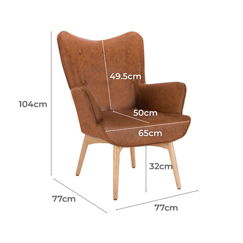 Temple & ster Tan Buckland Premium Faux Leather Armchair with Footstool