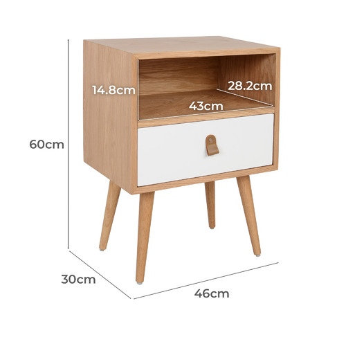 Temple & Webster White Oak Luna Bedside Table