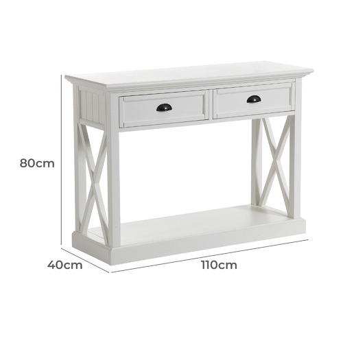 White Hamptons 2 Drawer Console Table