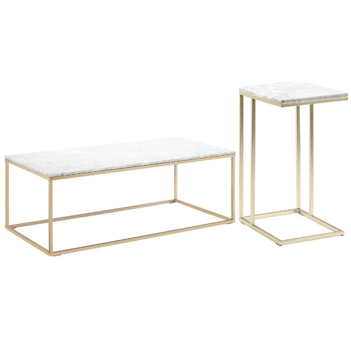 Temple & ster White Serena Italian Carrara Marble Rectangular Coffee