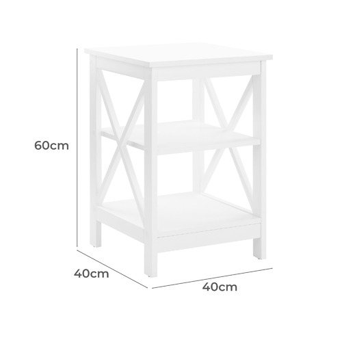 White Noosa Side Table with Shelf