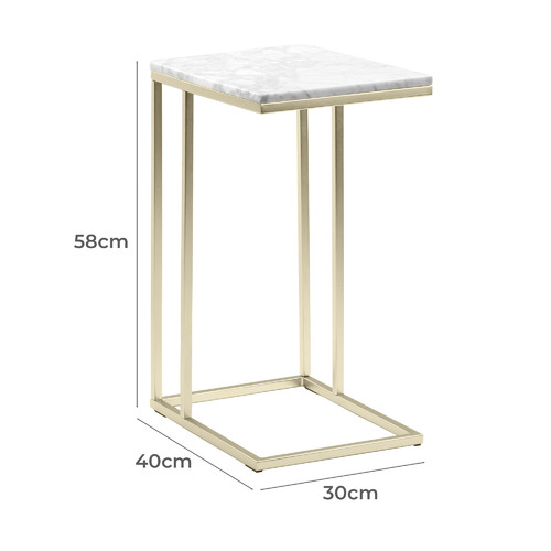 Temple & Webster White Serena C-Shaped Italian Carrara Marble Side Table