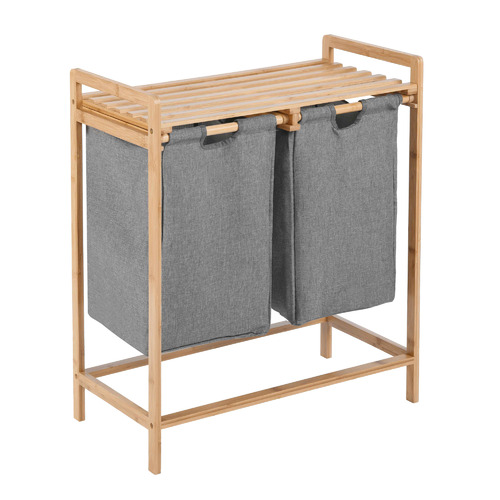 Temple & Webster Bamboo 2 Section Laundry Hamper