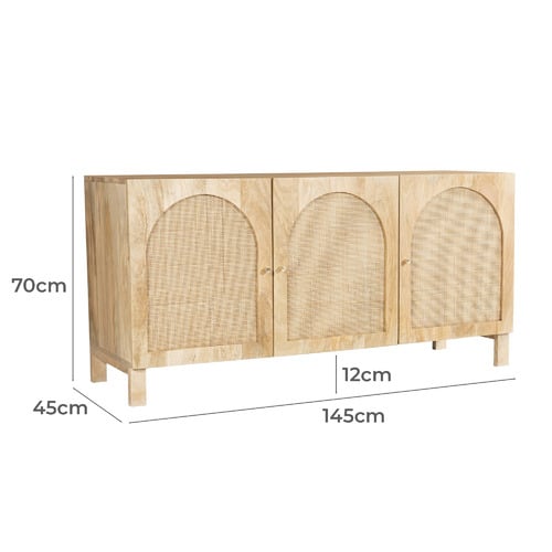Natural Anya Mango Wood & Rattan Sideboard Buffet