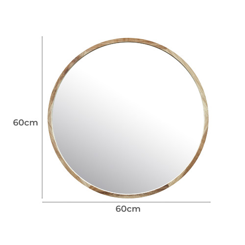 Tate Round Wooden Framed Wall Mirror