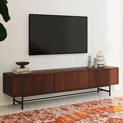 200cm Walnut Gannon Retro Lowline TV Unit