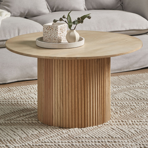 Temple & Webster Anika Round Mango Wood Coffee & Side Table Set