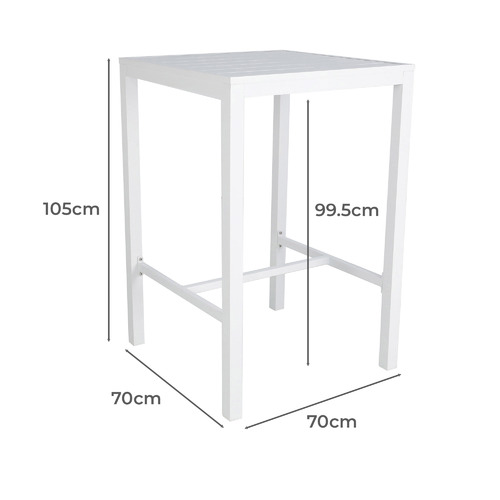 White Kos Square Aluminium Outdoor Bar Table