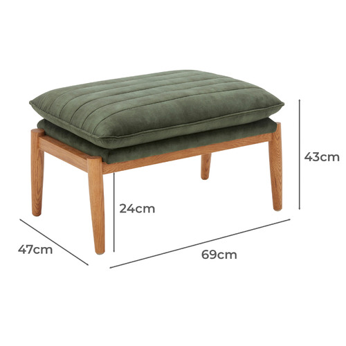 Olive Green Aldric Velvet Ottoman