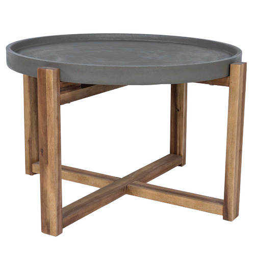 Acacia Wood Outdoor Coffee Table, Cement And Wood Coffee Table