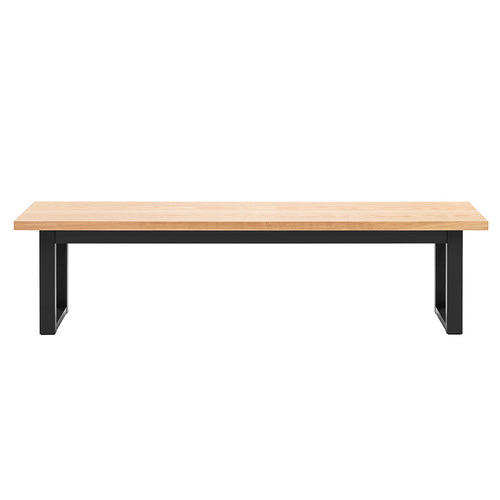 Natural & Black Ski-Leg Oak Wood Dining Bench