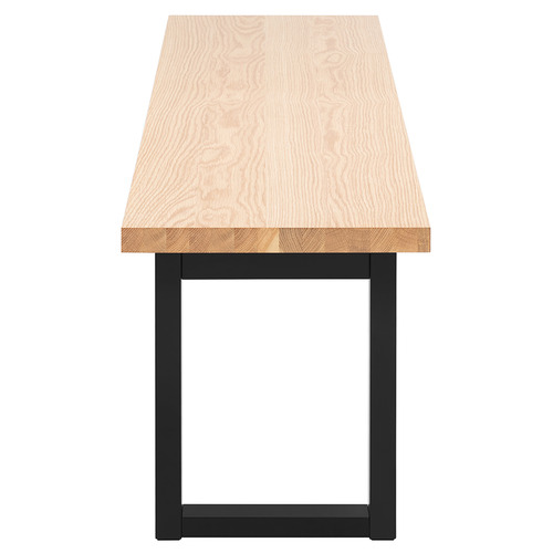 Natural & Black Ski-Leg Oak Wood Dining Bench