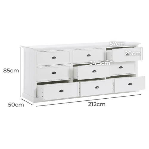 Hamptons 9 Drawer Chest