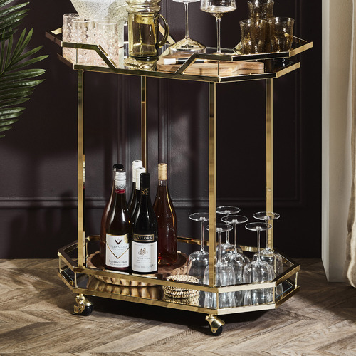 Temple Webster Bahamas Metal Glass Bar Cart
