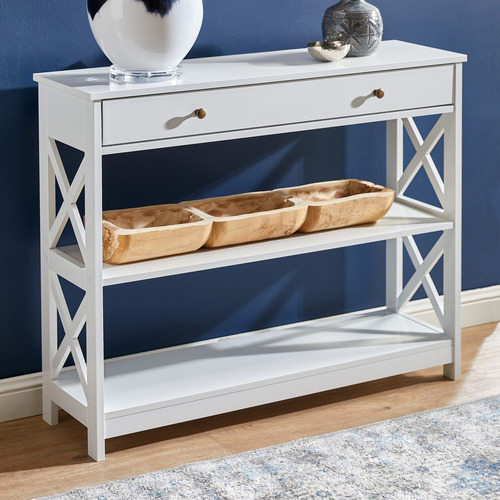 Temple Webster White Noosa Console, White Omega Console Table