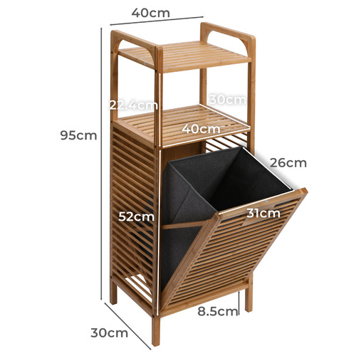 Temple & Webster Bamboo Laundry Hamper with Shelf