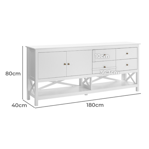 Temple & ster White Noosa 4 Drawer Sideboard Buffet