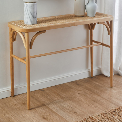 Temple & ster Luca Birchwood & Rattan Console Table